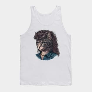 Tabby Cat With Mullet Tank Top